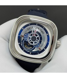 Часы Sevenfriday индустриальный стиль с синим циферблатом